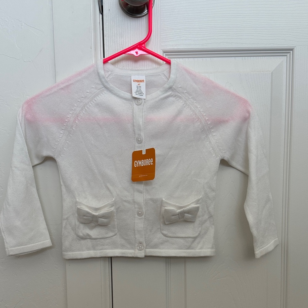 Gymboree White Kids Sweater with Bow Pockets